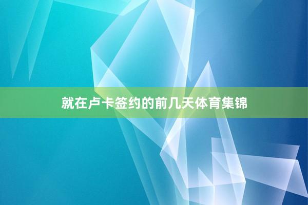 就在卢卡签约的前几天体育集锦