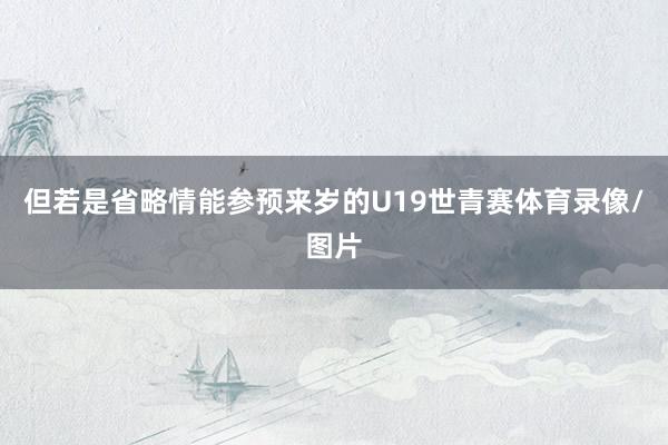 但若是省略情能参预来岁的U19世青赛体育录像/图片