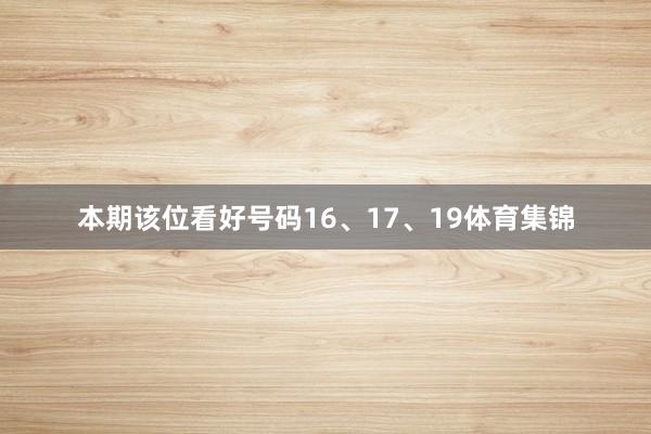 本期该位看好号码16、17、19体育集锦