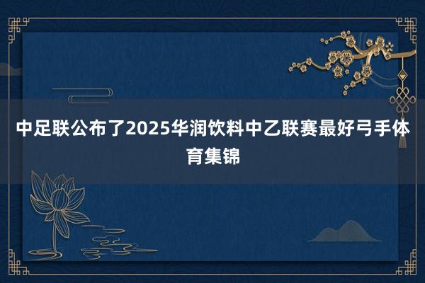 中足联公布了2025华润饮料中乙联赛最好弓手体育集锦