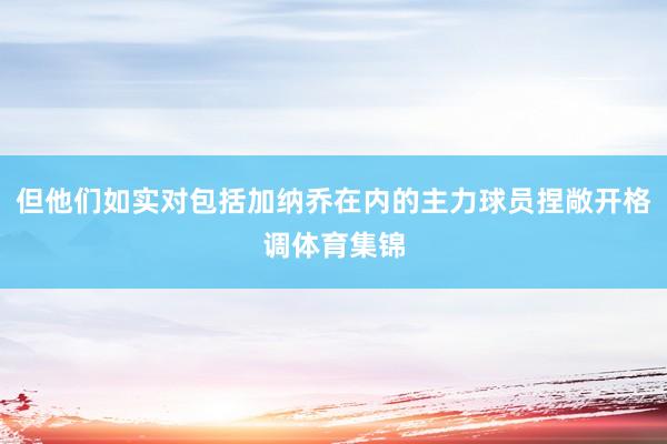 但他们如实对包括加纳乔在内的主力球员捏敞开格调体育集锦