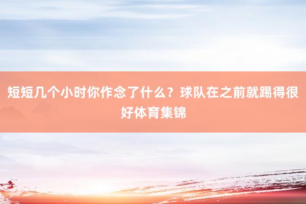 短短几个小时你作念了什么？球队在之前就踢得很好体育集锦