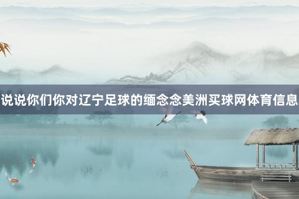 说说你们你对辽宁足球的缅念念美洲买球网体育信息