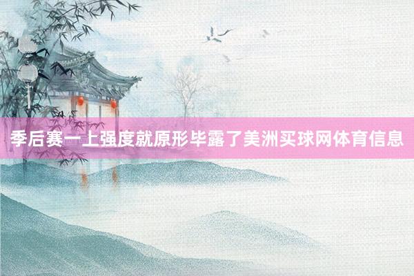季后赛一上强度就原形毕露了美洲买球网体育信息