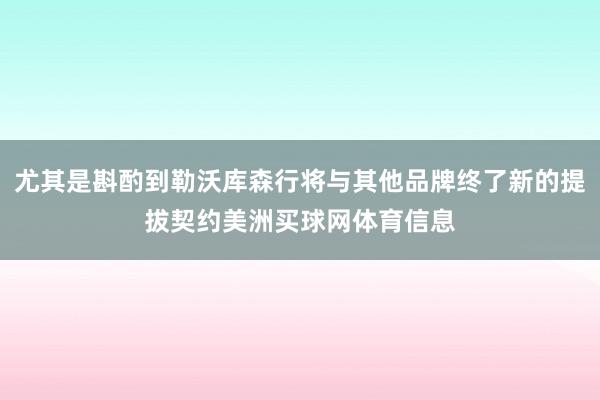 尤其是斟酌到勒沃库森行将与其他品牌终了新的提拔契约美洲买球网体育信息