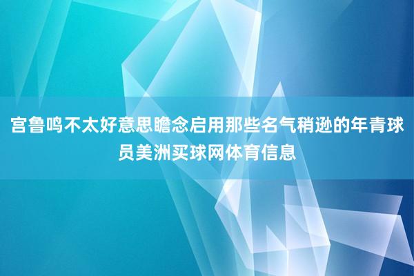 宫鲁鸣不太好意思瞻念启用那些名气稍逊的年青球员美洲买球网体育信息