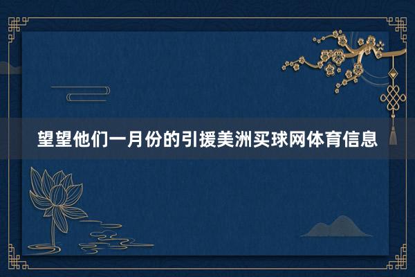望望他们一月份的引援美洲买球网体育信息