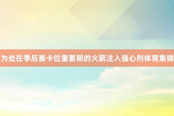 为处在季后赛卡位重要期的火箭注入强心剂体育集锦
