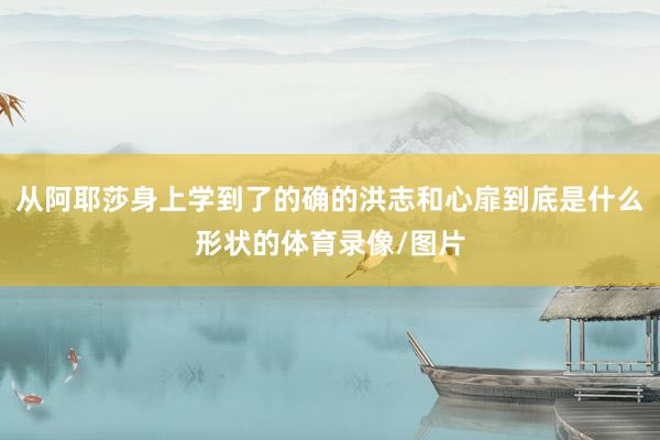 从阿耶莎身上学到了的确的洪志和心扉到底是什么形状的体育录像/图片