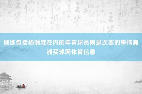 锻练包括杨瀚森在内的年青球员则是次要的事情美洲买球网体育信息