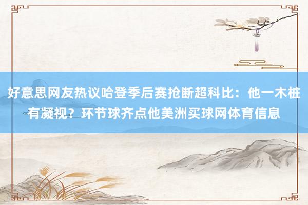 好意思网友热议哈登季后赛抢断超科比：他一木桩有凝视？环节球齐点他美洲买球网体育信息